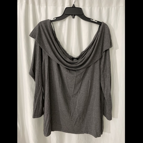 NWT $52 Bobeau Marllyn Off Shoulder‎ Knit Blouse in Grey [ PLUS SZ 2X ] - Picture 4 of 12